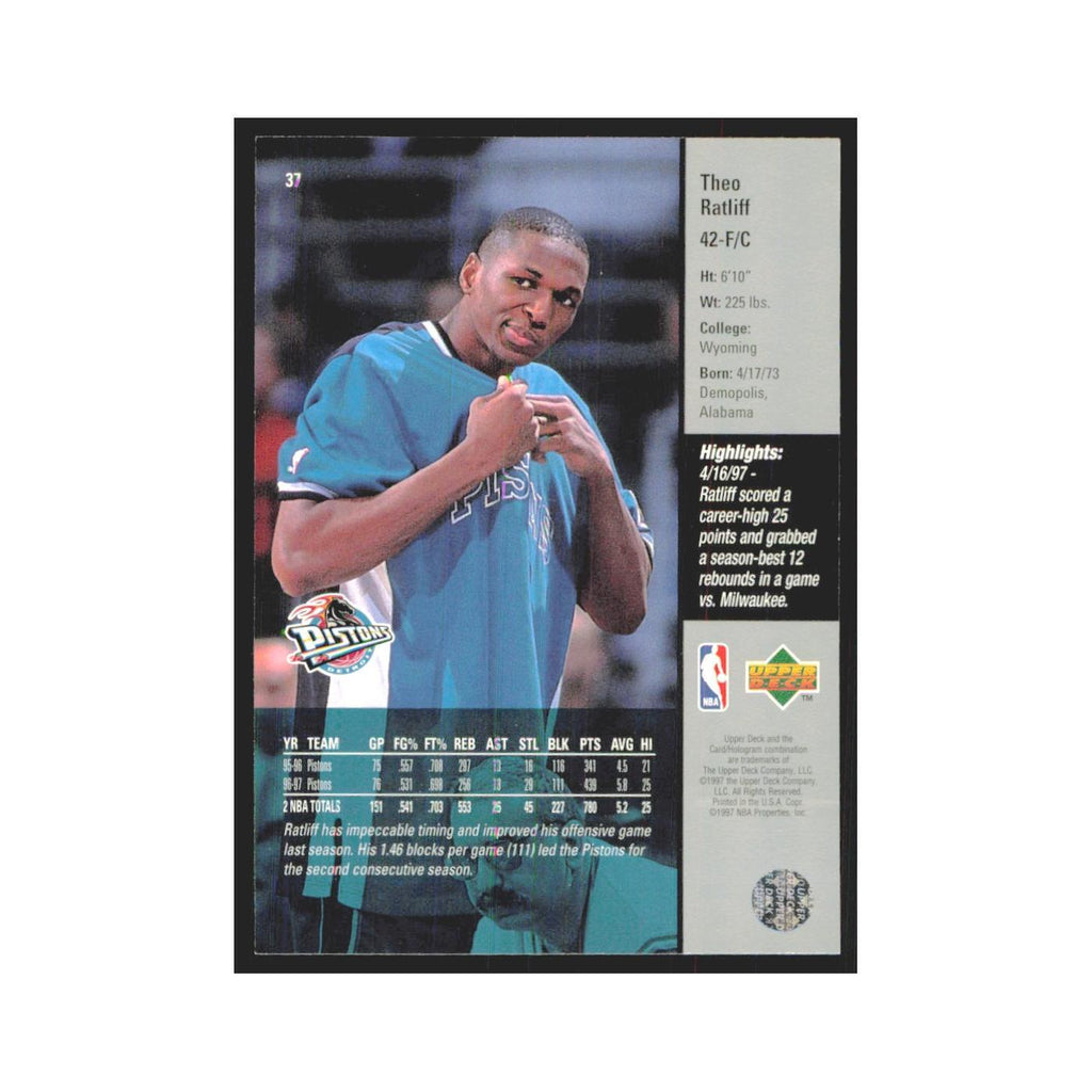 Theo Ratliff 1997 Upper Deck #37 Detroit Pistons Basketball Card NM