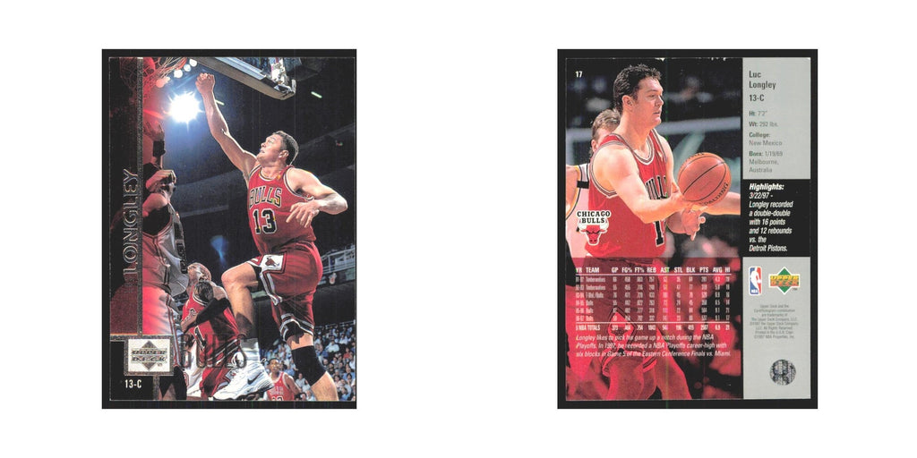 Luc Longley 1997 Upper Deck #17 Chicago Bulls Basketball Card NM