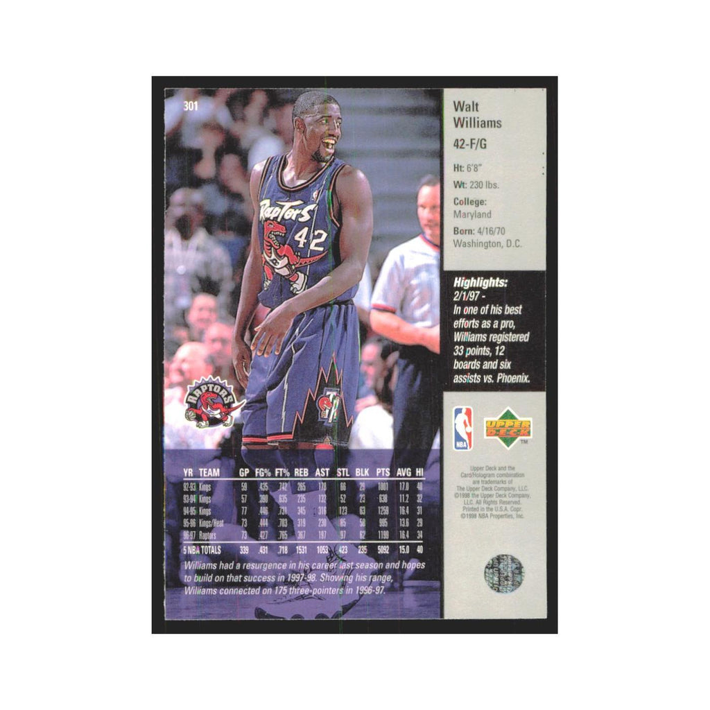 Walt Williams 1997 Upper Deck #301 Toronto Raptors Basketball Card NM