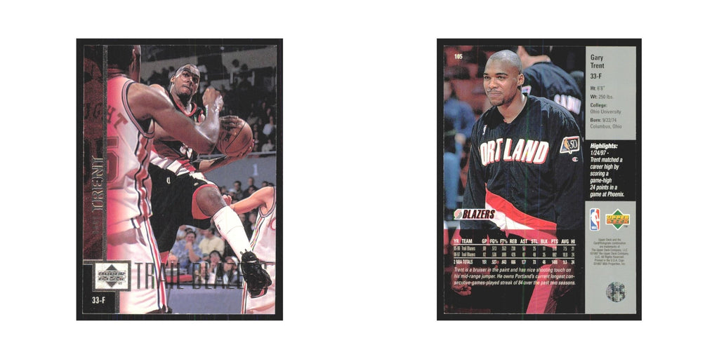 Gary Trent 1997 Upper Deck #105 Portland Trail Blazers Basketball Card NM