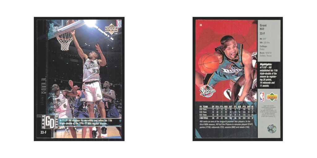 Grant Hill 1997 Upper Deck #34 Detroit Pistons Basketball Card NM