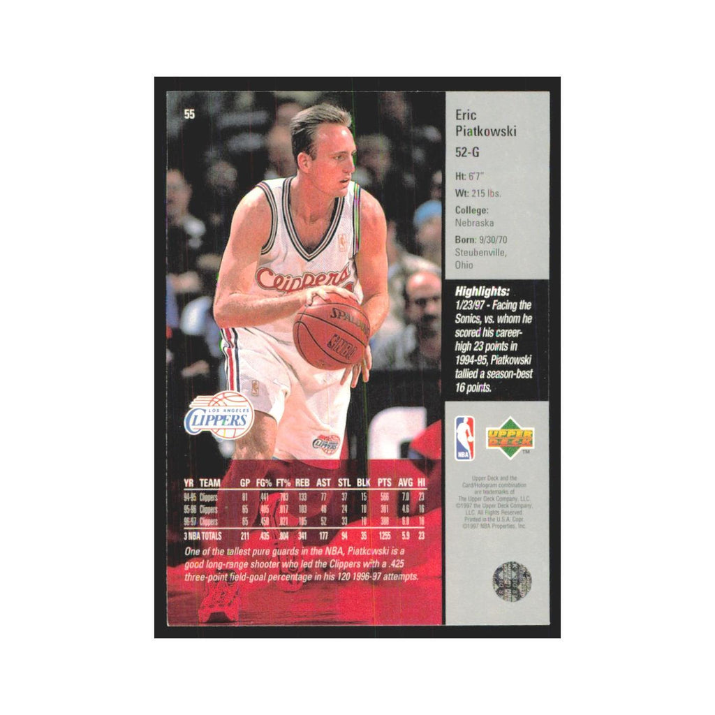 Eric Piatkowski 1997 Upper Deck #55 Los Angeles Clippers Basketball Card NM