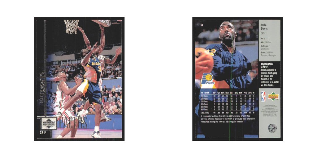 Dale Davis 1997 Upper Deck #50 Indiana Pacers Basketball Card NM
