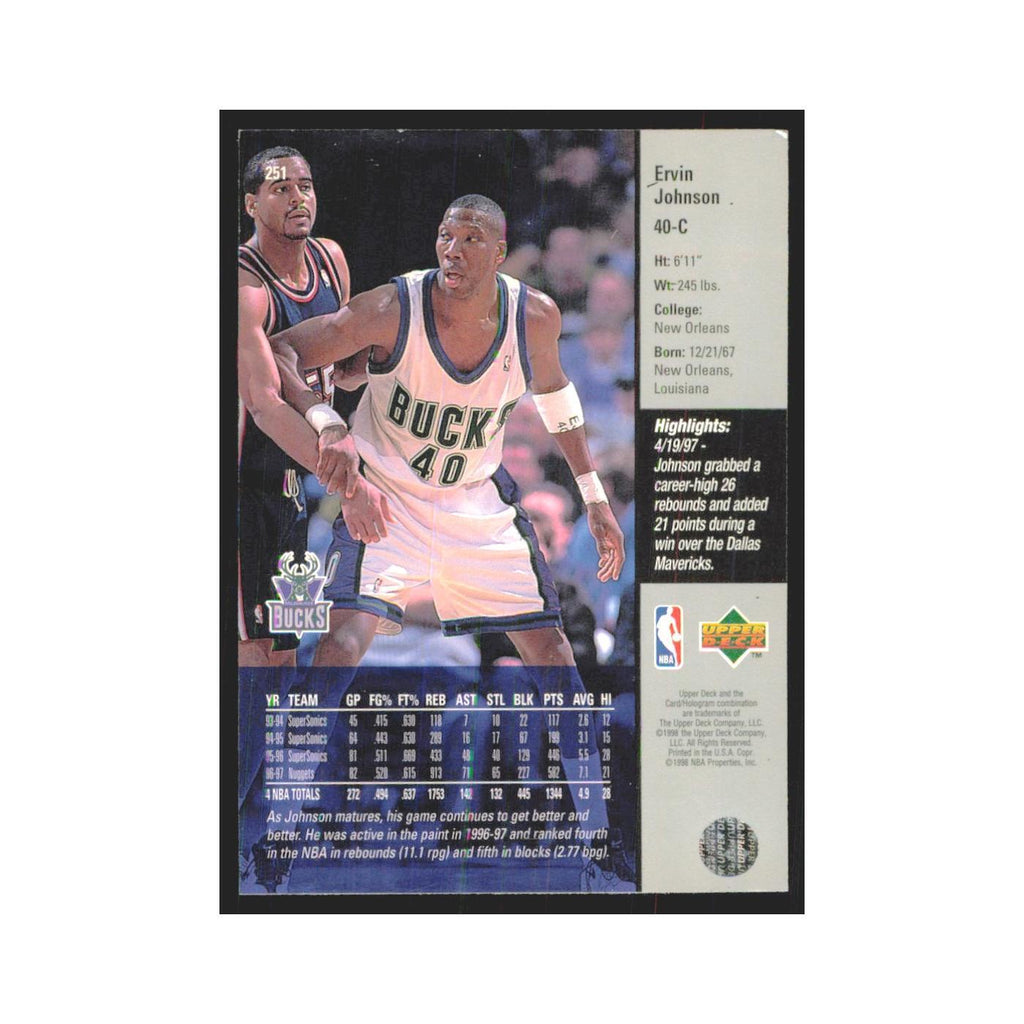 Ervin Johnson 1997 Upper Deck #251 Milwaukee Bucks Basketball Card NM