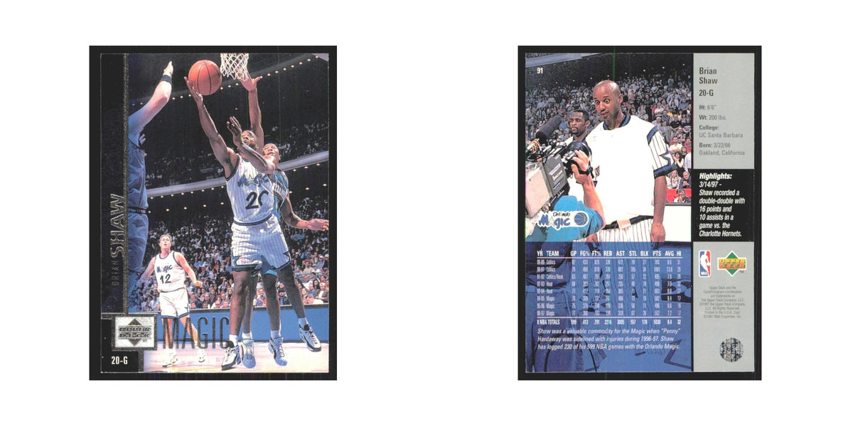 Brian Shaw 1997 Upper Deck #91 Orlando Magic Basketball Card NM