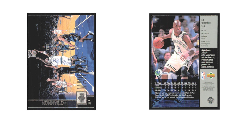 Ed O'Bannon 1997 Upper Deck #26 Dallas Mavericks Basketball Card NM