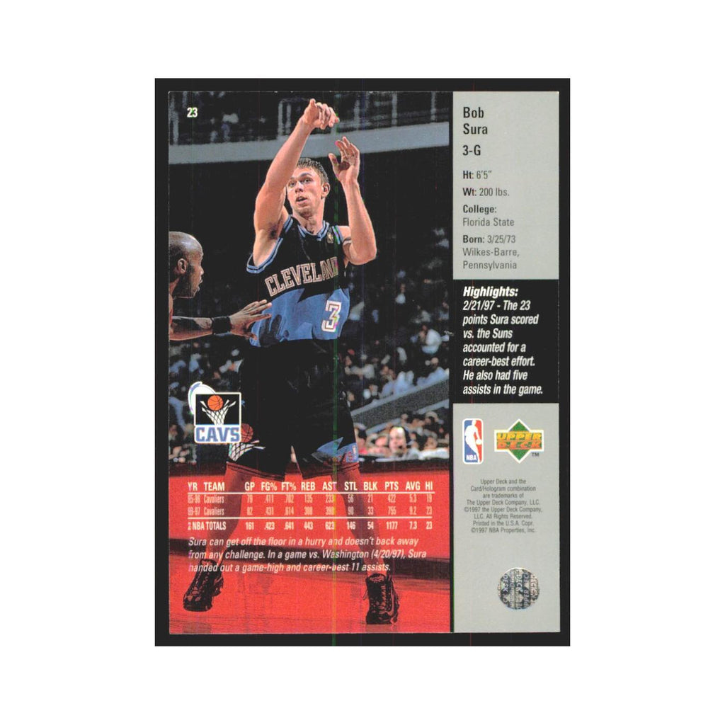 Bob Sura 1997 Upper Deck #23 Cleveland Cavaliers Basketball Card NM