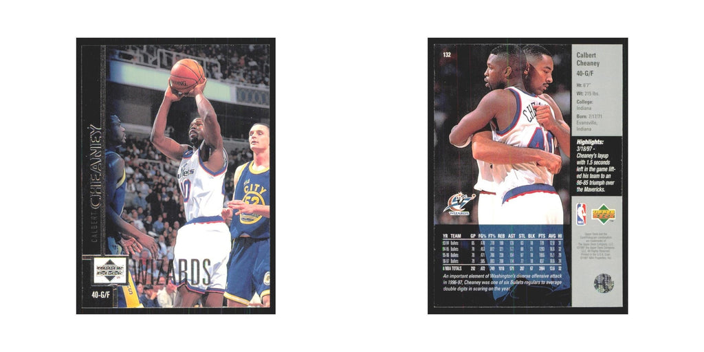 Calbert Cheaney 1997 Upper Deck #132 Washington Wizards Basketball Card NM