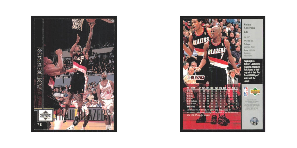 Kenny Anderson 1997 Upper Deck #101 Portland Trail Blazers Basketball Card NM