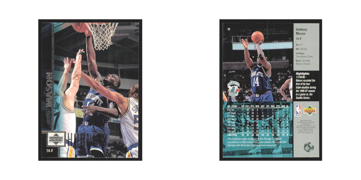 Anthony Mason 1997 Upper Deck #12 Charlotte Hornets Basketball Card NM