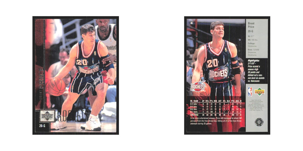 Brent Price 1997 Upper Deck #46 Houston Rockets Basketball Card NM
