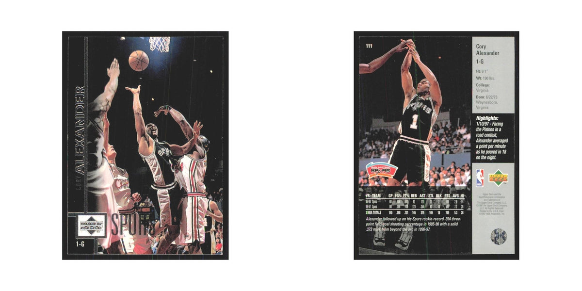 Cory Alexander 1997 Upper Deck #111 San Antonio Spurs Basketball Card NM