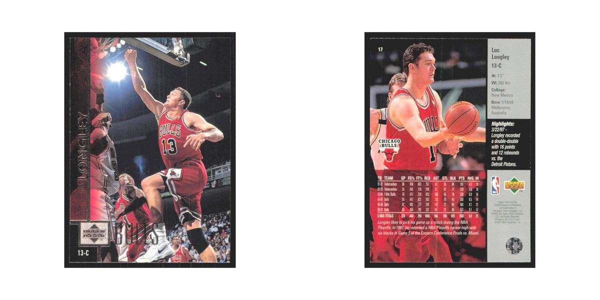 Luc Longley 1997 Upper Deck #17 Chicago Bulls Basketball Card NM