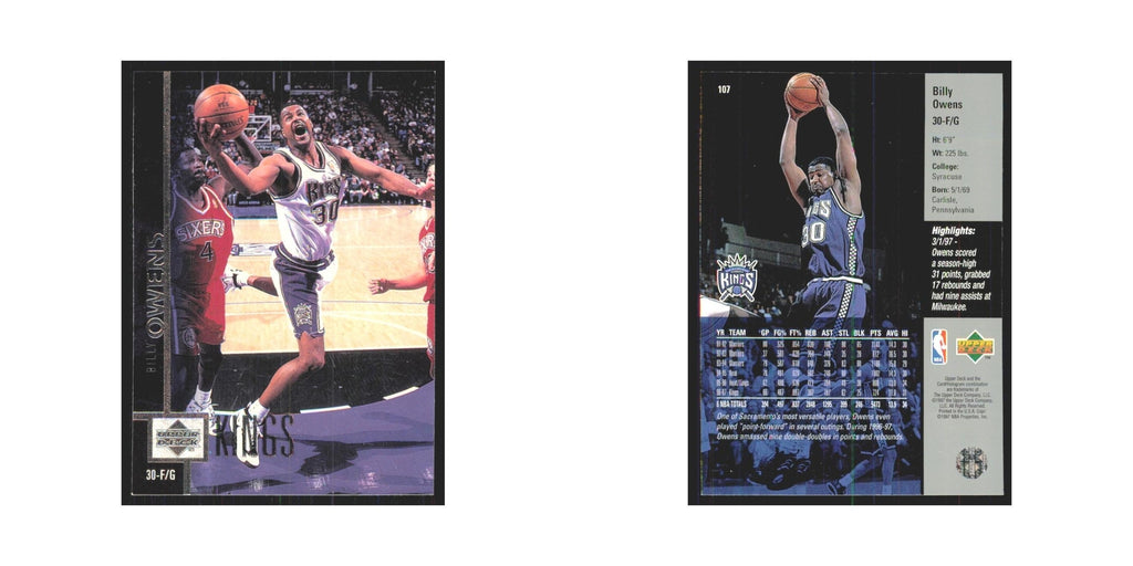 Billy Owens 1997 Upper Deck #107 Sacramento Kings Basketball Card NM