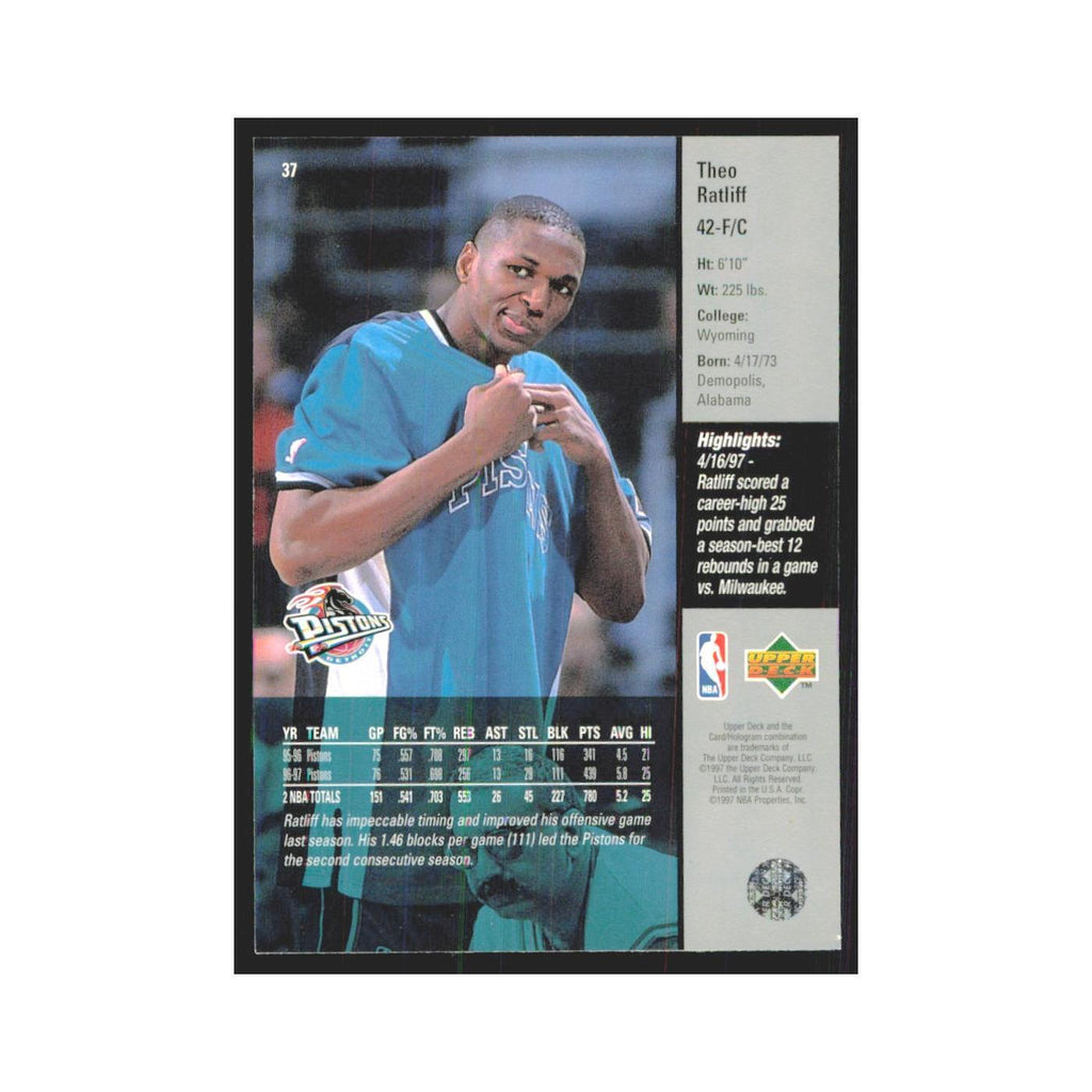Theo Ratliff 1997 Upper Deck #37 Detroit Pistons Basketball Card NM
