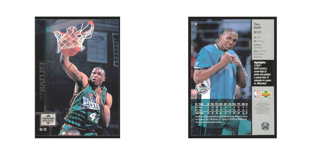 Theo Ratliff 1997 Upper Deck #37 Detroit Pistons Basketball Card NM