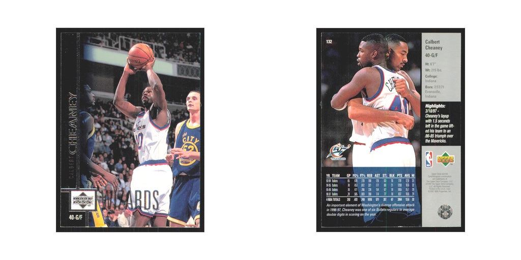 Calbert Cheaney 1997 Upper Deck #132 Washington Wizards Basketball Card NM