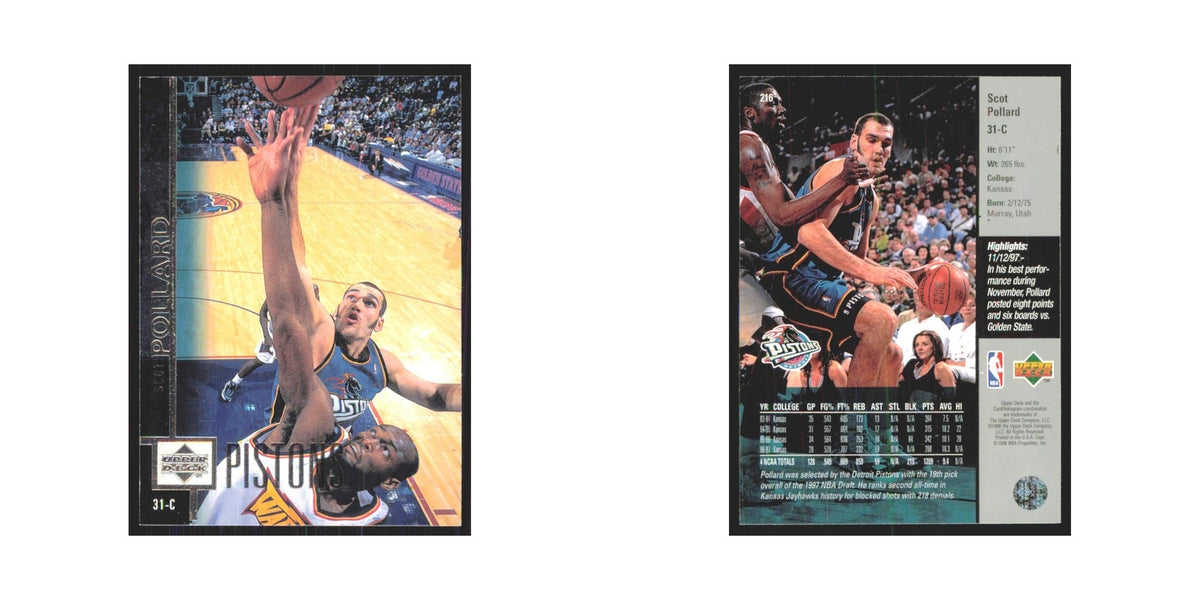 Scot Pollard 1997 Upper Deck #216 Detroit Pistons Basketball Card NM
