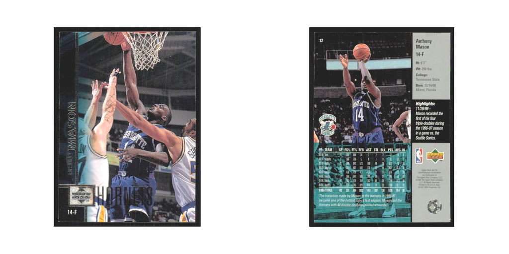 Anthony Mason 1997 Upper Deck #12 Charlotte Hornets Basketball Card NM
