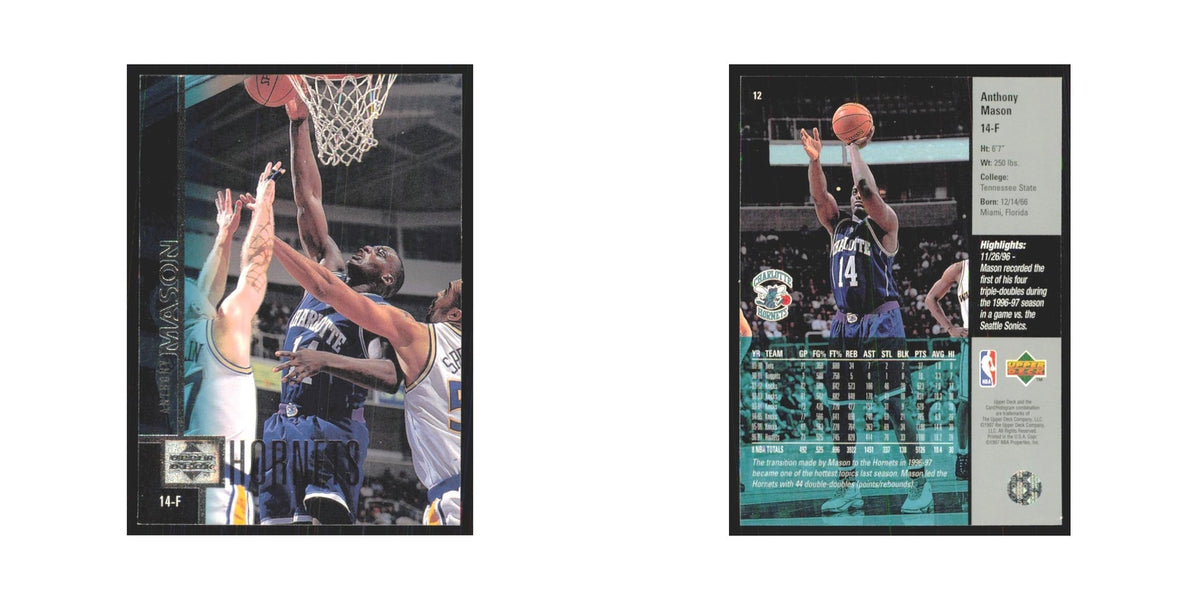 Anthony Mason 1997 Upper Deck #12 Charlotte Hornets Basketball Card NM