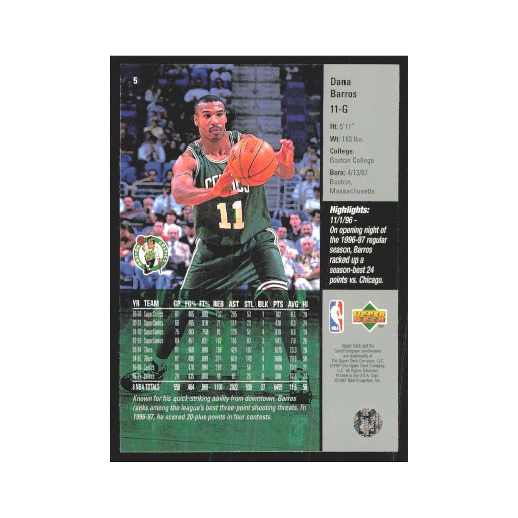 Dana Barros 1997 Upper Deck #5 Boston Celtics Basketball Card NM