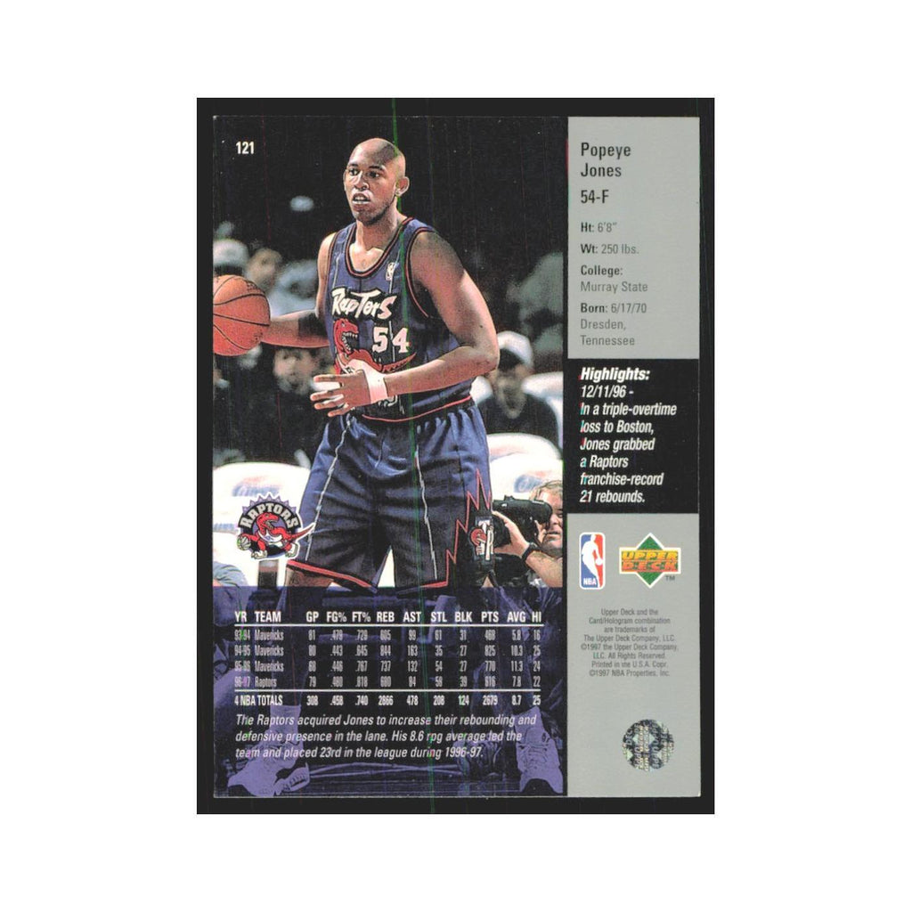 Popeye Jones 1997 Upper Deck #121 Toronto Raptors Basketball Card NM