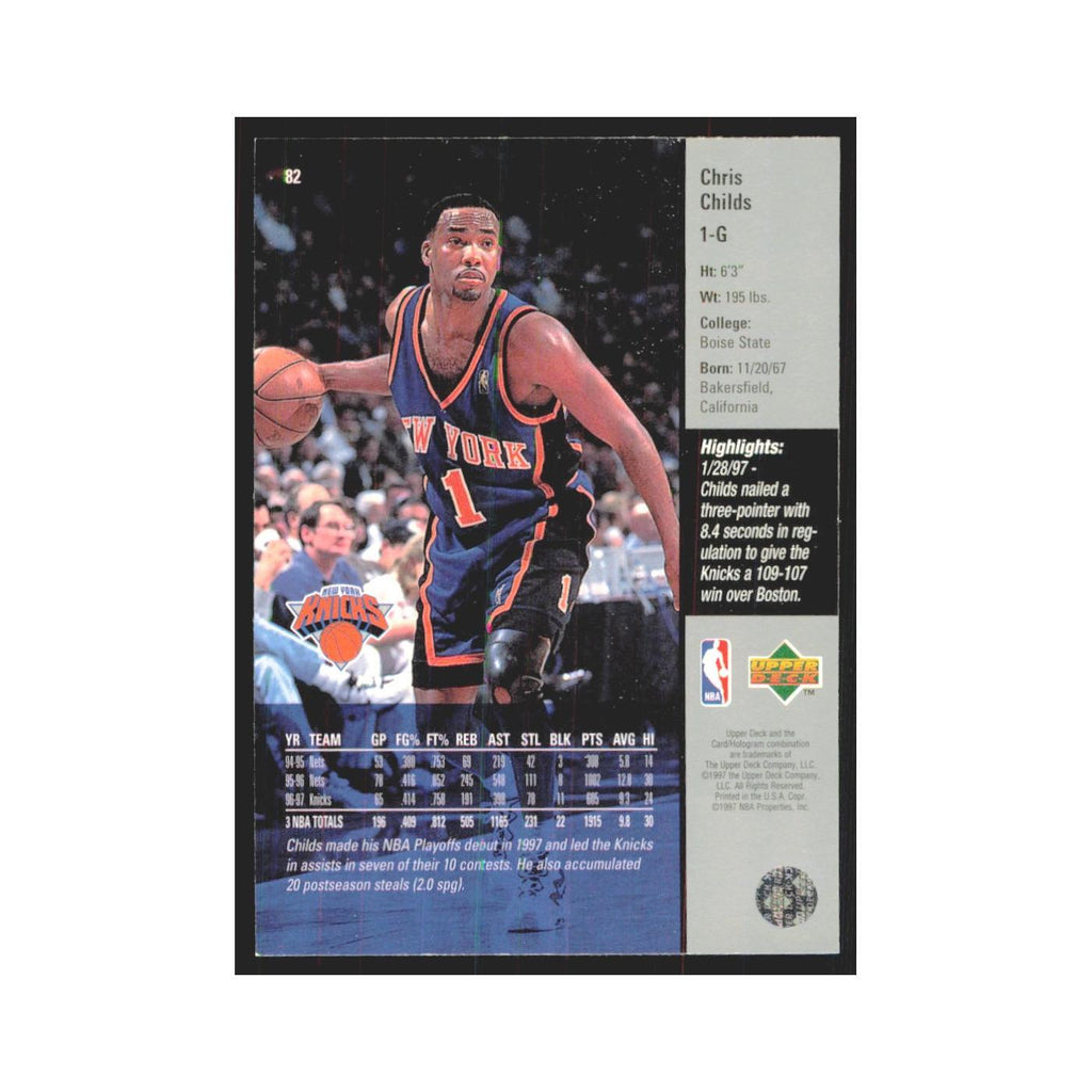 Chris Childs 1997 Upper Deck #82 New York Knicks Basketball Card NM