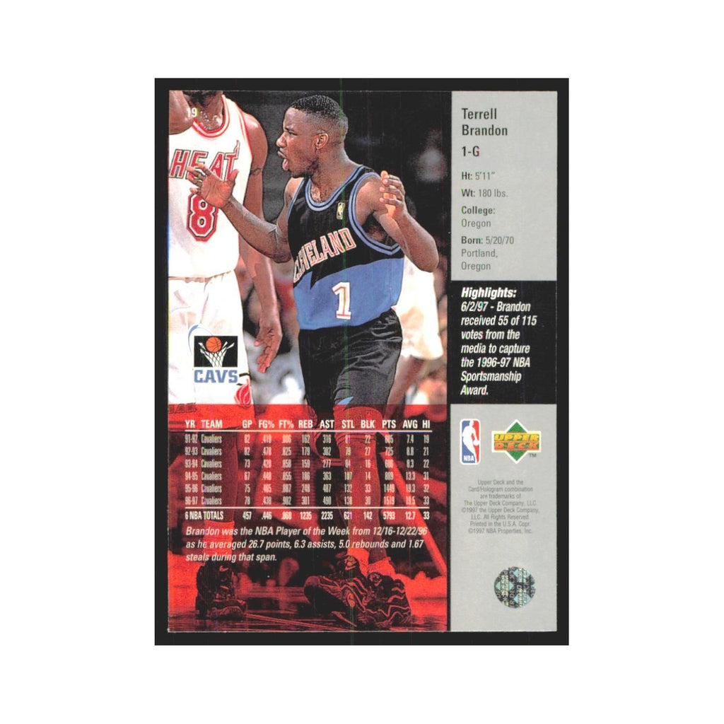 Terrell Brandon 1997 Upper Deck #19 Cleveland Cavaliers Basketball Card NM