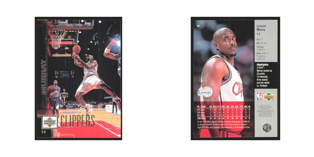 Lamond Murray 1997 Upper Deck #54 Los Angeles Clippers Basketball Card NM