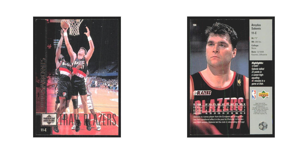 Arvydas Sabonis 1997 Upper Deck #104 Portland Trail Blazers Basketball Card NM