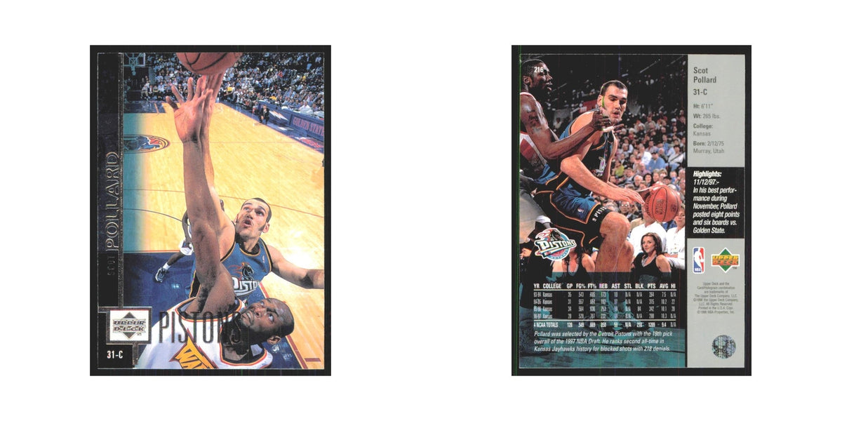 Scot Pollard 1997 Upper Deck #216 Detroit Pistons Basketball Card NM