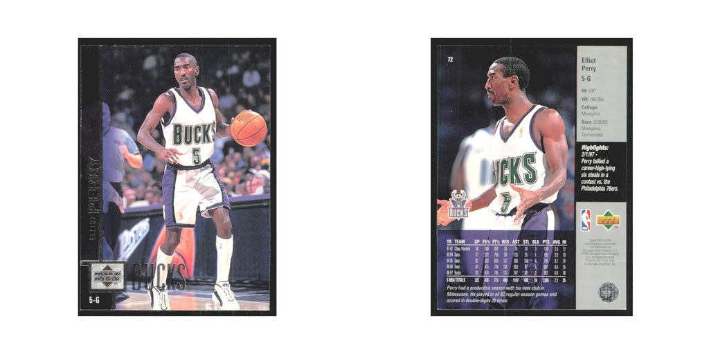 Elliot Perry 1997 Upper Deck #72 Milwaukee Bucks Basketball Card NM