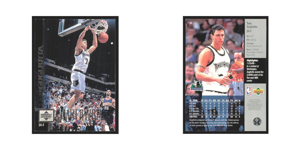 Tom Gugliotta 1997 Upper Deck #74 Minnesota Timberwolves Basketball Card NM