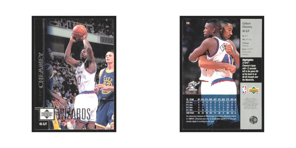 Calbert Cheaney 1997 Upper Deck #132 Washington Wizards Basketball Card NM