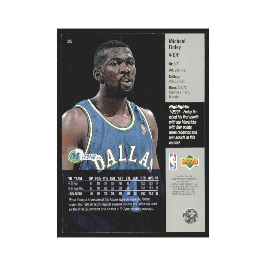 Michael Finley 1997 Upper Deck #25 Dallas Mavericks Basketball Card NM