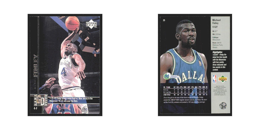 Michael Finley 1997 Upper Deck #25 Dallas Mavericks Basketball Card NM