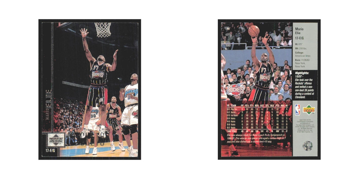 Mario Elie 1997 Upper Deck #44 Houston Rockets Basketball Card NM