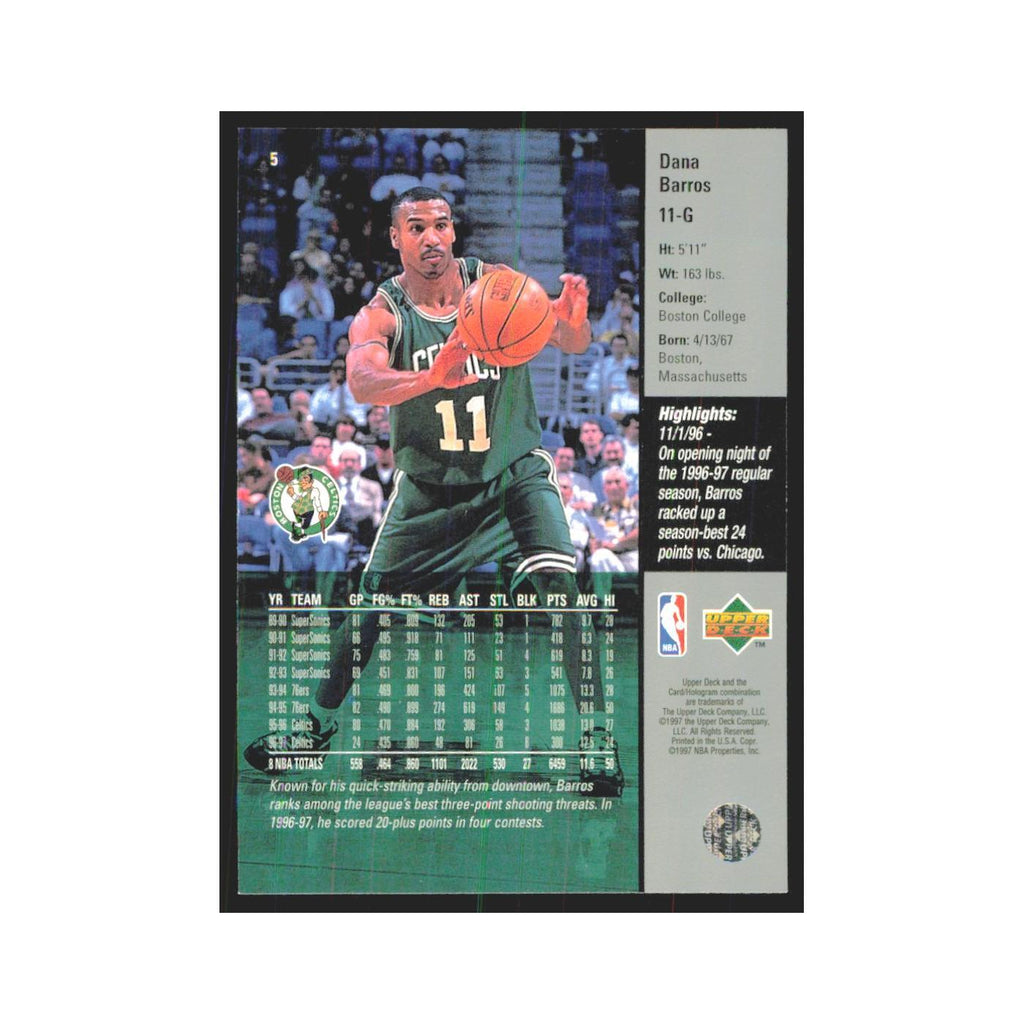 Dana Barros 1997 Upper Deck #5 Boston Celtics Basketball Card NM