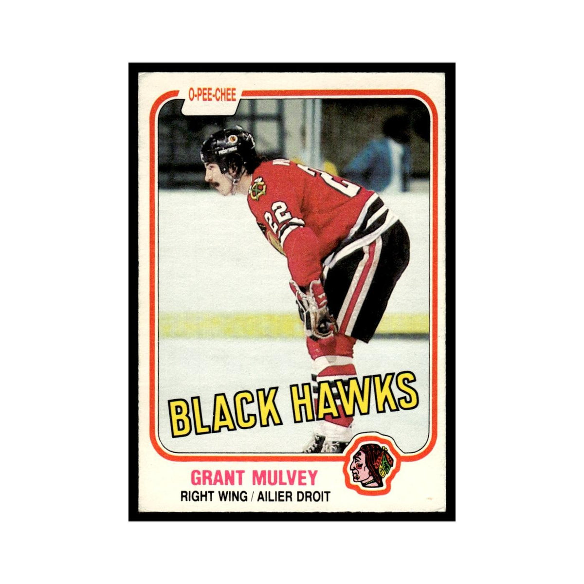 Grant Mulvey 1981 O-Pee-Chee #60 Chicago Blackhawks Hockey Card EX