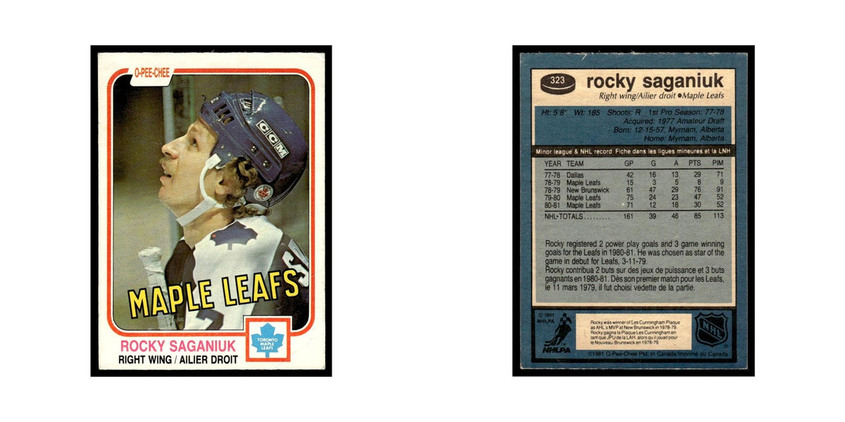 Rocky Saganiuk 1981 O-Pee-Chee (Damaged) #323 Toronto Maple Leafs Hockey Card VG