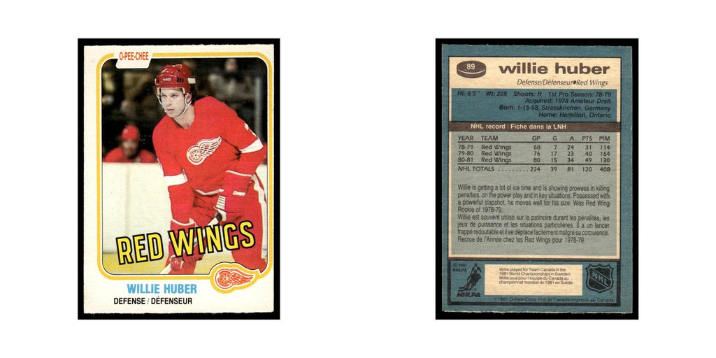 Willie Huber 1981 O-Pee-Chee #89 Detroit Red Wings Hockey Card EX