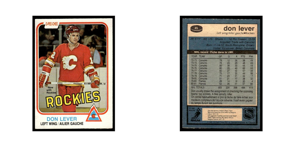Don Lever 1981 O-Pee-Chee #45 Colorado Rockies Hockey Card EX