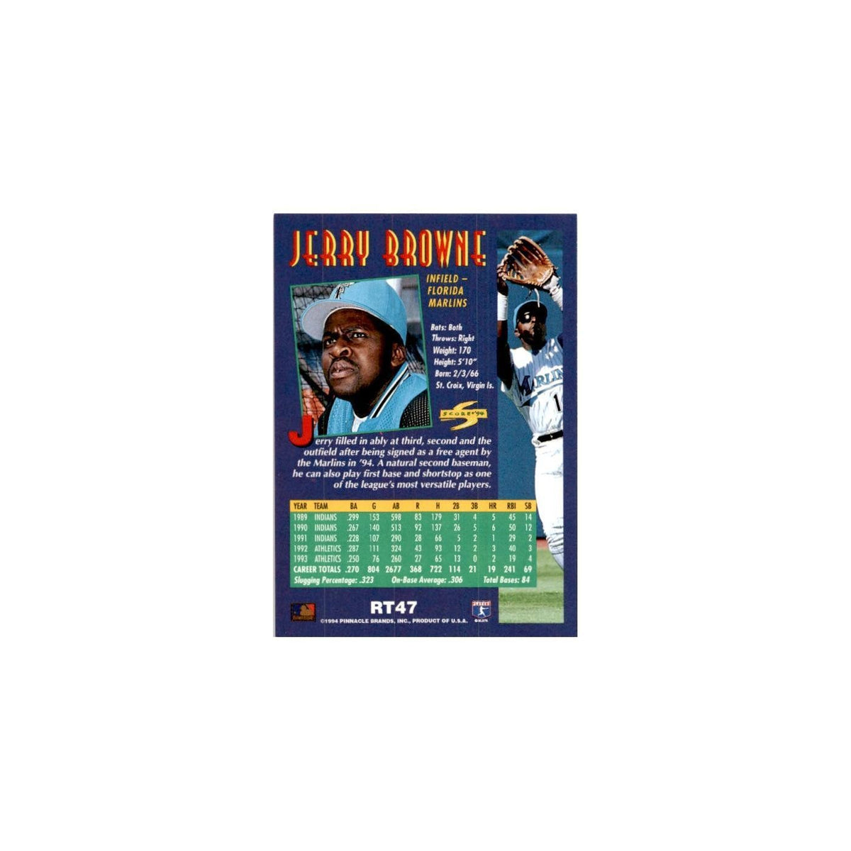 Jerry Browne 1994 Score Rookie & Traded #RT47 Florida Marlins Baseball Card NM