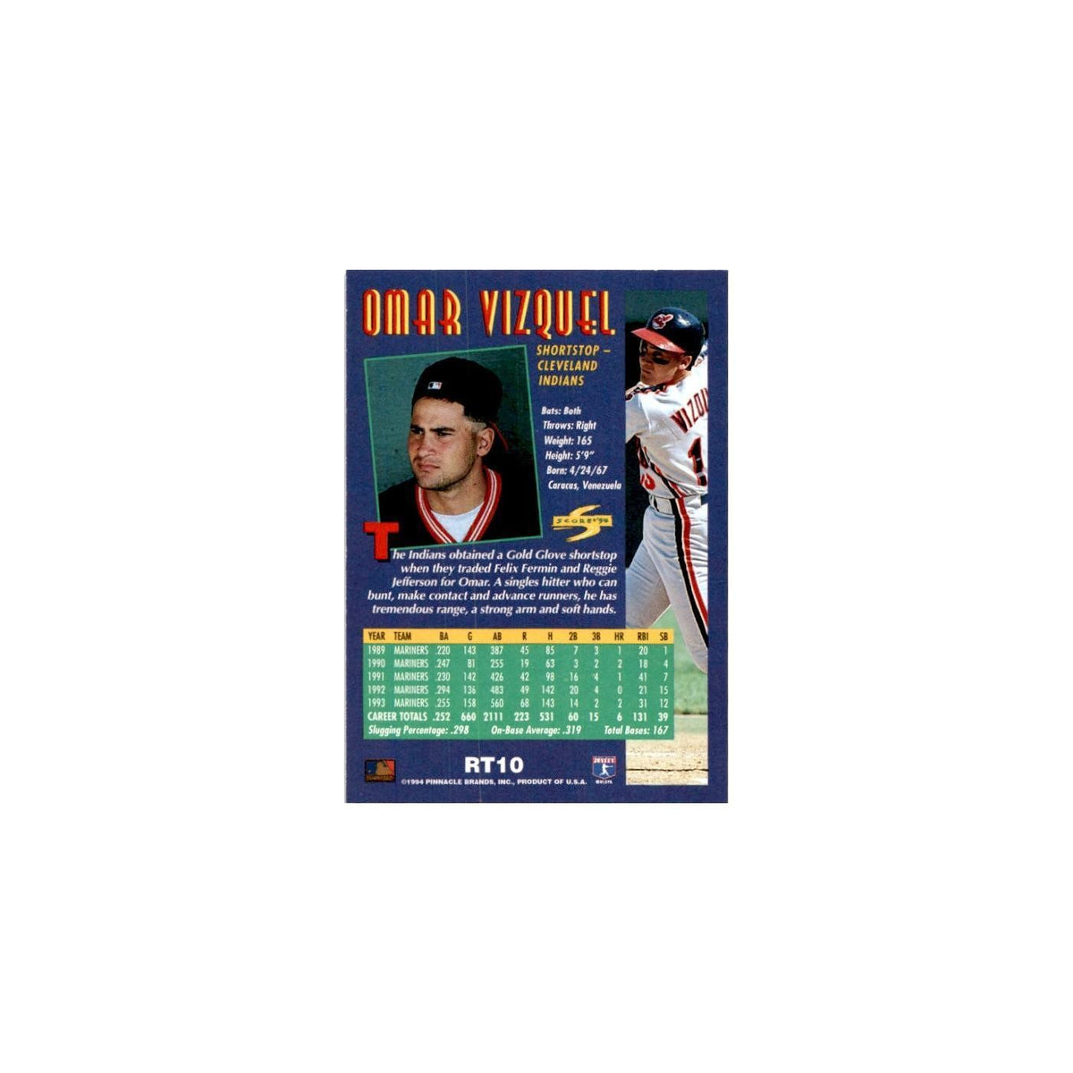 Omar Vizquel 1994 Score Rookie & Traded #RT10 Cleveland Indians Baseball Card NM