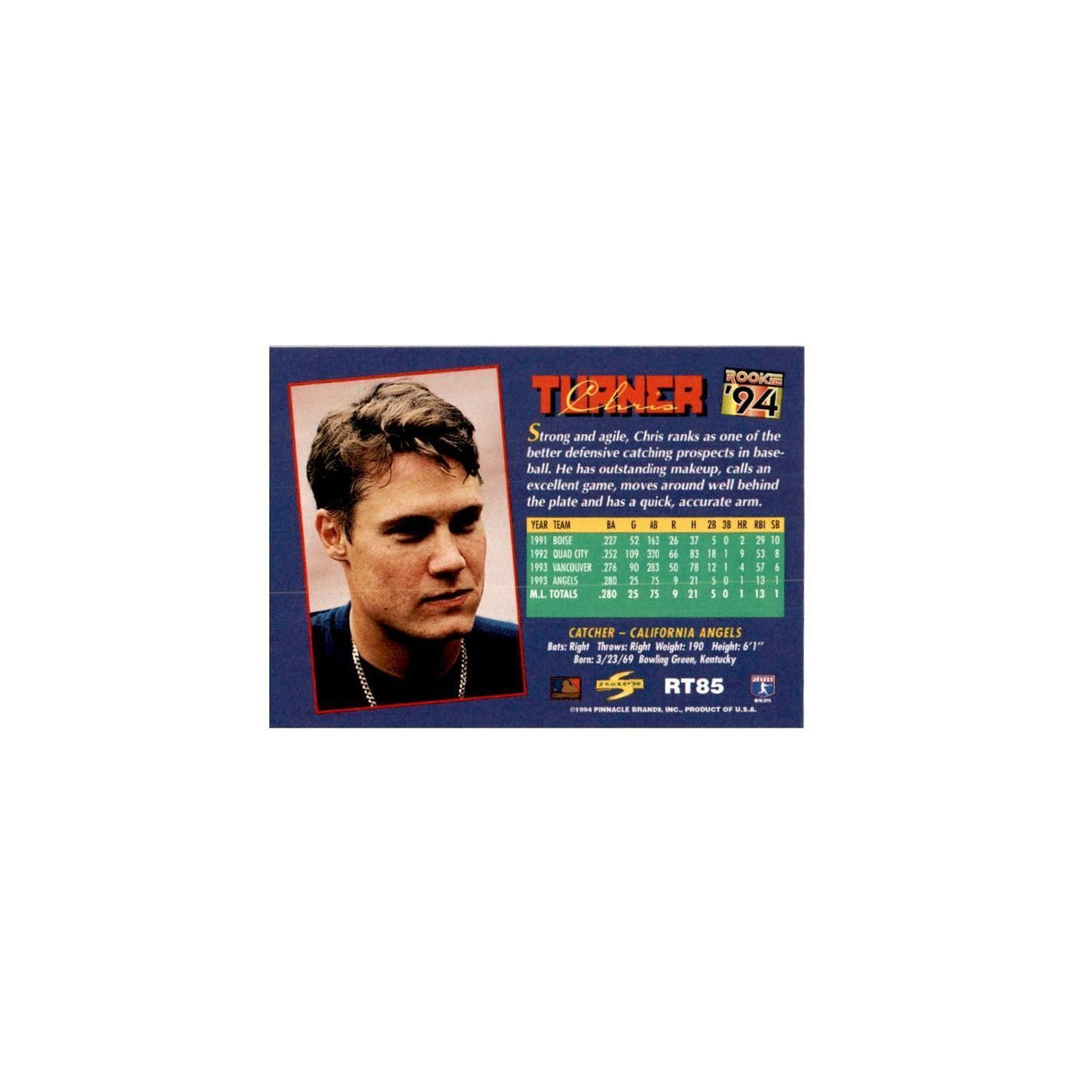 Chris Turner Rookie 1994 Score Rookie & Traded #RT85 California Angels NM