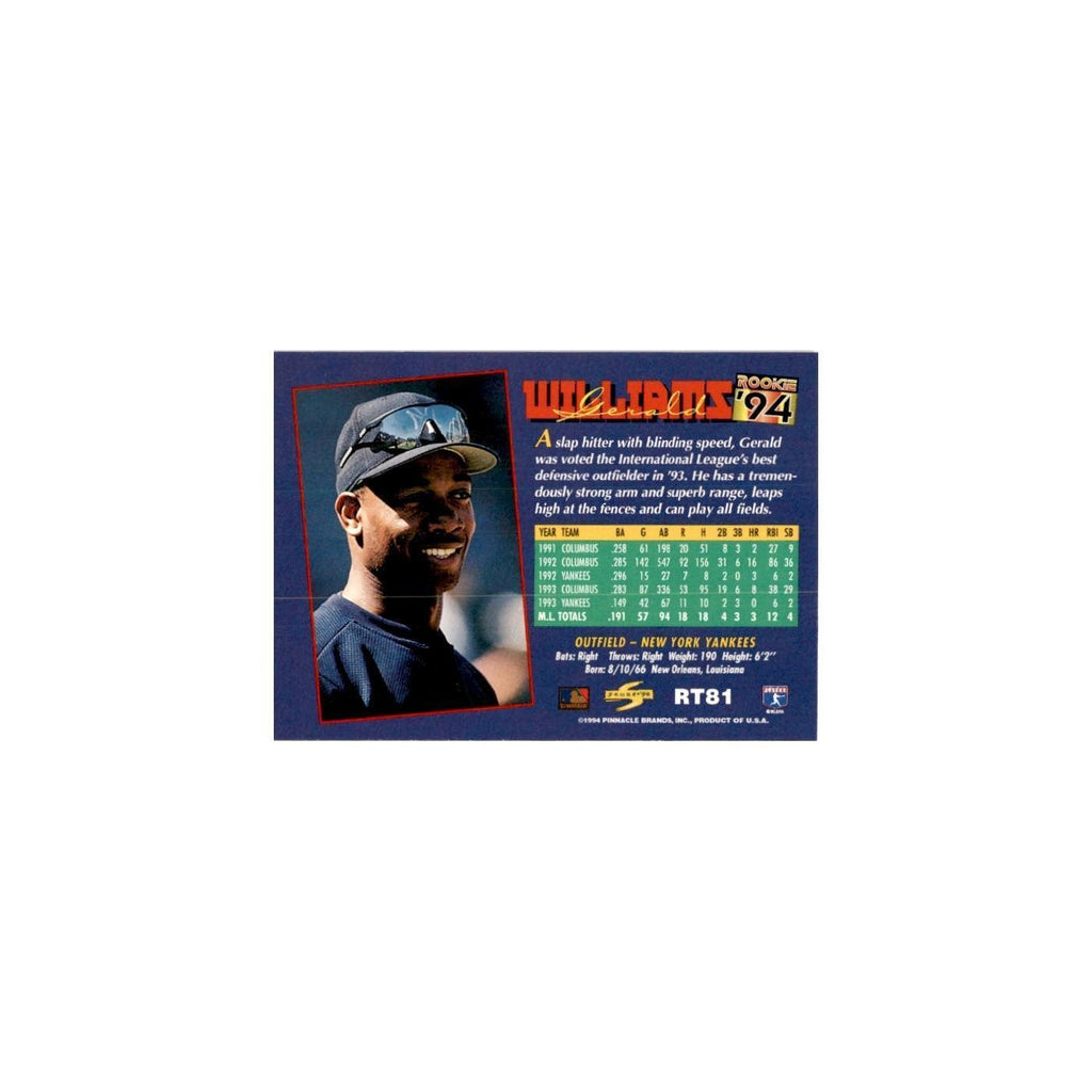 Gerald Williams Rookie 1994 Score Rookie & Traded #RT81 New York Yankees NM