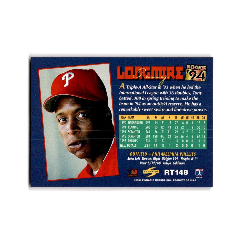 Tommy Longmire Rookie 1994 Score Rookie & Traded #RT148 Phillies NM