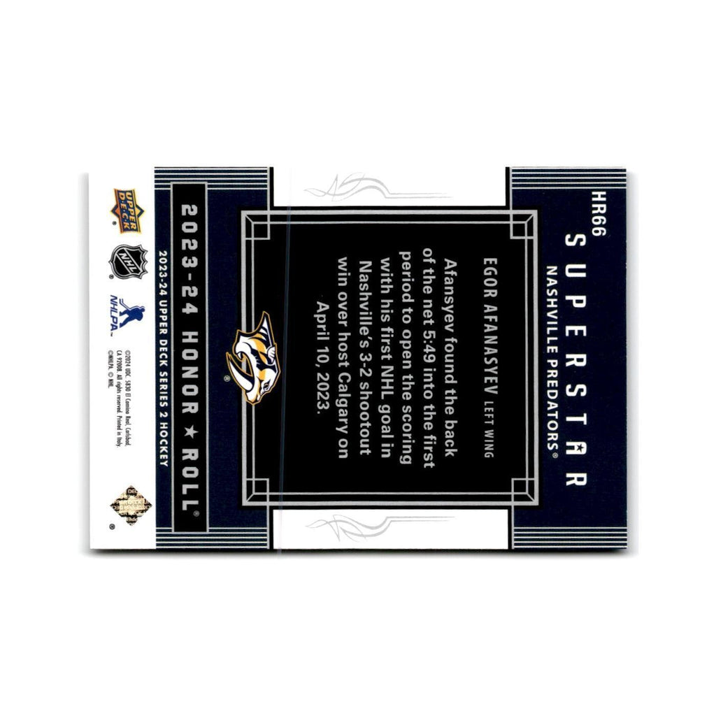 2023 Upper Deck Honor Roll Egor Afanasyev Nashville Predators #HR66