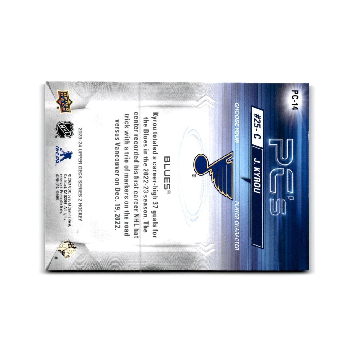 2023 Upper Deck PC's Jordan Kyrou St. Louis Blues #PC-14