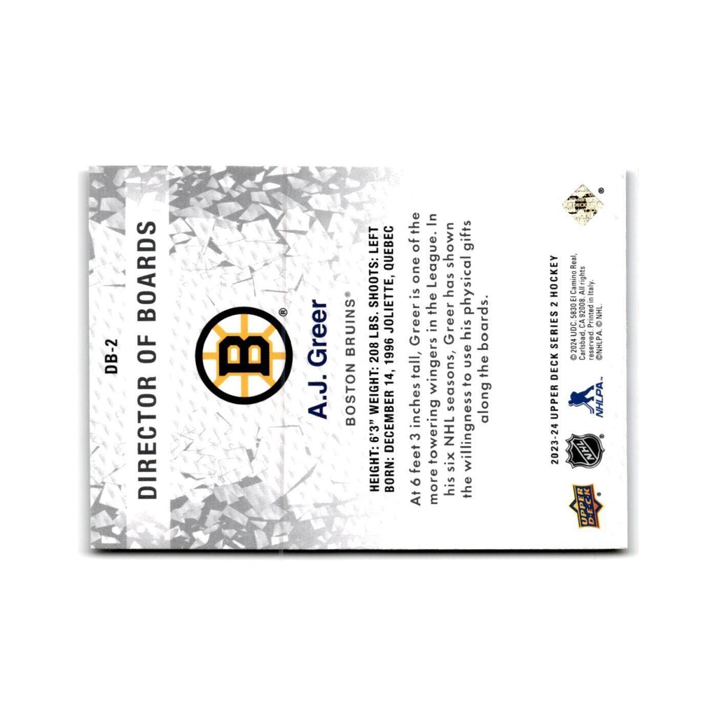 2023 Upper Deck Director of Boards A.J. Greer Boston Bruins #DB-2